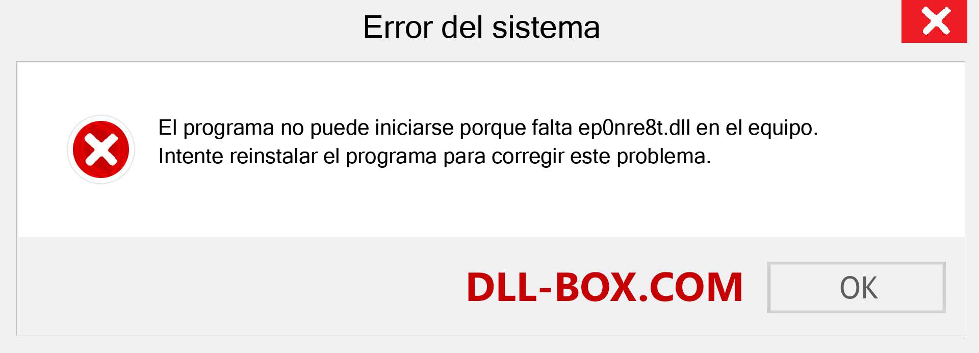 ¿Falta el archivo ep0nre8t.dll ?. Descargar para Windows 7, 8, 10 - Corregir ep0nre8t dll Missing Error en Windows, fotos, imágenes